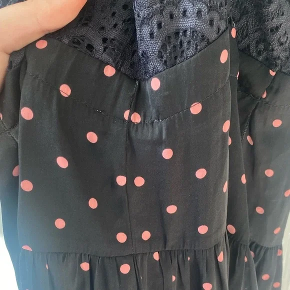 NWT Intimately Free People City Wanders Trapeze Slip in Black and pink polka dot - Picture 7 of 7